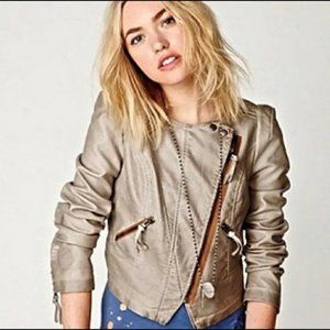 Free People Cropped Vegan Leather Jacket - Size 4